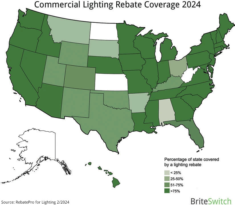 2024 Commercial Lighting Rebate Coverage in the US