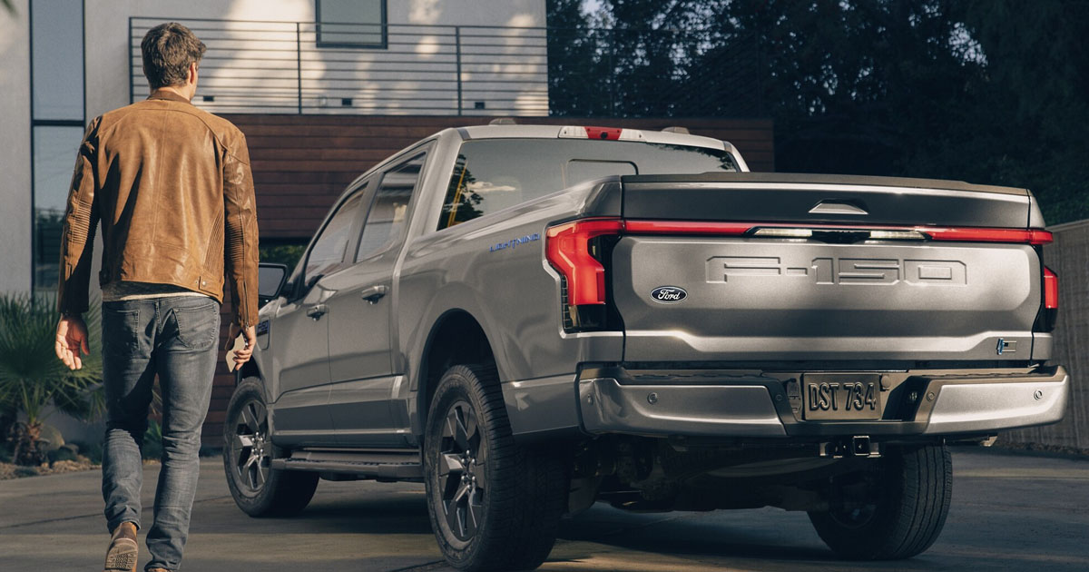 An electric pickup truck representing vehicle-specific incentive searches