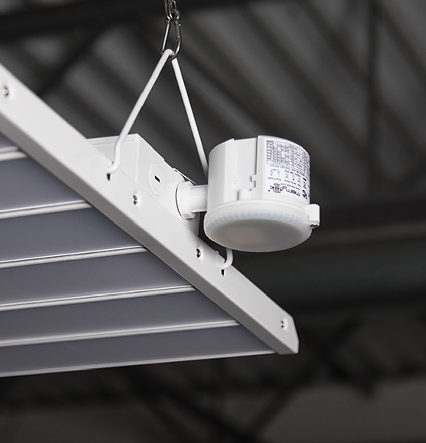 Occupancy sensor on an LED high bay fixture