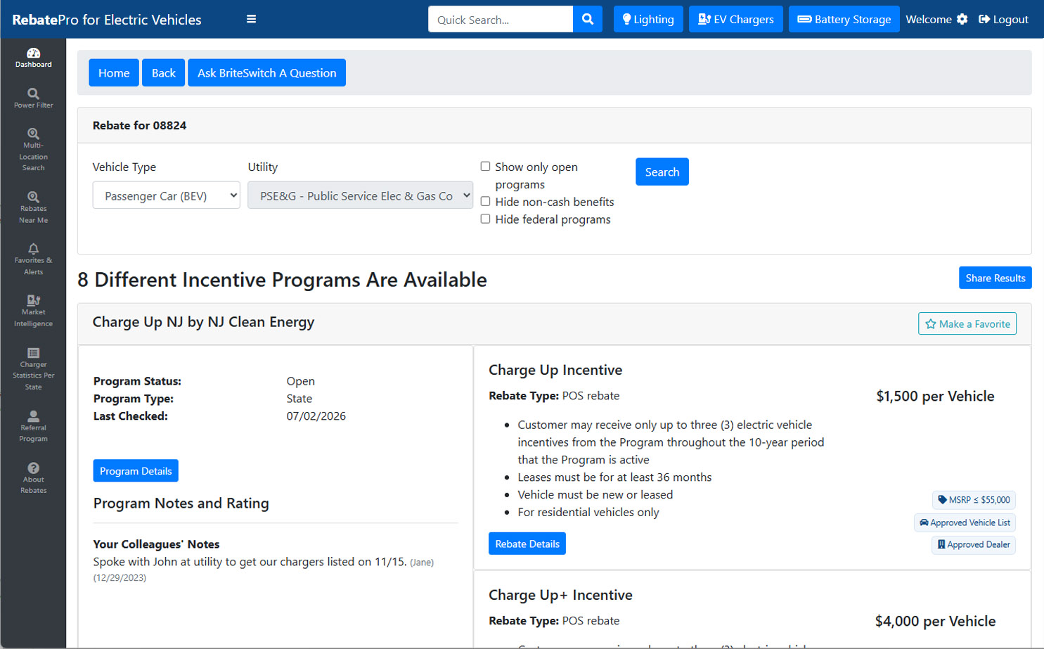 RebatePro for EVs location lookup